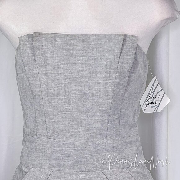 NWT Mack & James by Badgley Mischka Strapless Mini Dress Gray - Picture 2 of 12